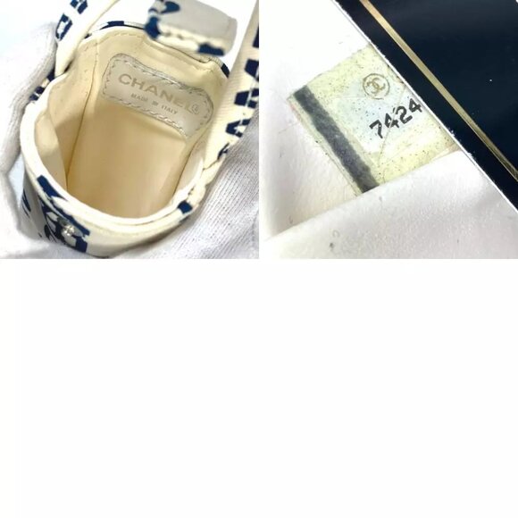 CHANEL By the Sea CC Mark Clear Chain Shoulder Tote Bag Canvas White x navy - Picture 6 of 12